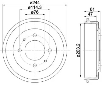 Тормозный барабан (HELLA: 8DT 355 301-781)