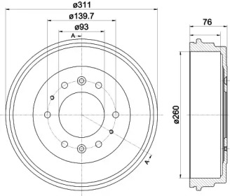 Тормозный барабан (HELLA: 8DT 355 301-841)