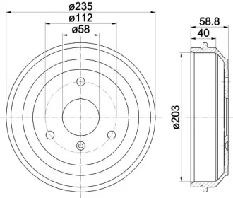 Тормозный барабан (HELLA: 8DT 355 301-851)