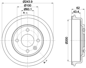 Тормозный барабан (HELLA: 8DT 355 302-651)