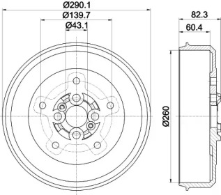 Тормозный барабан (HELLA: 8DT 355 302-501)