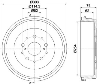 Тормозный барабан (HELLA: 8DT 355 302-511)