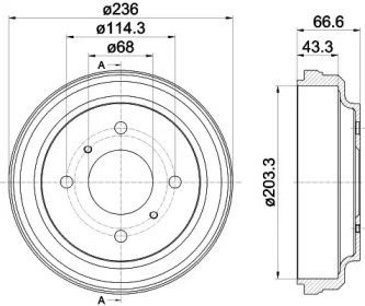 Тормозный барабан (HELLA: 8DT 355 302-531)