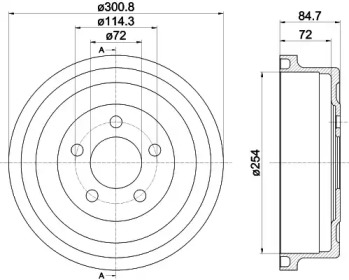 Тормозный барабан (HELLA: 8DT 355 302-571)