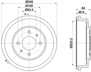 Тормозный барабан (HELLA: 8DT 355 302-691)