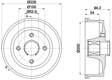 Тормозный барабан (HELLA: 8DT 355 302-731)