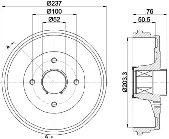 Тормозный барабан (HELLA: 8DT 355 302-761)