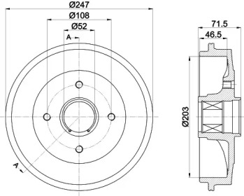 Тормозный барабан (HELLA: 8DT 355 302-791)