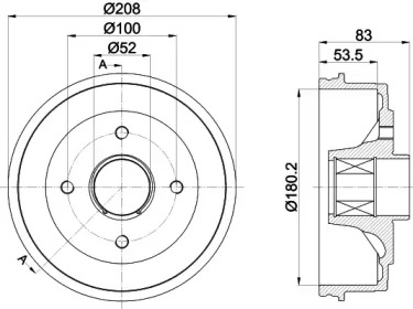 Тормозный барабан (HELLA: 8DT 355 302-801)