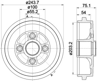 Тормозный барабан (HELLA: 8DT 355 302-951)