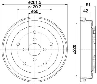 Тормозный барабан (HELLA: 8DT 355 302-981)