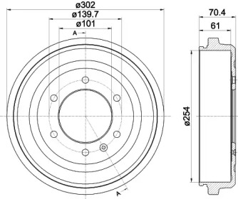 Тормозный барабан (HELLA: 8DT 355 302-991)