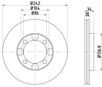 Тормозной диск (HELLA: 8DD 355 101-151)