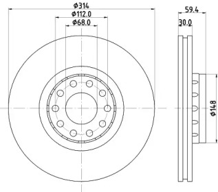 Тормозной диск (HELLA: 8DD 355 104-351)