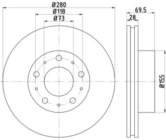 Тормозной диск (HELLA: 8DD 355 113-691)