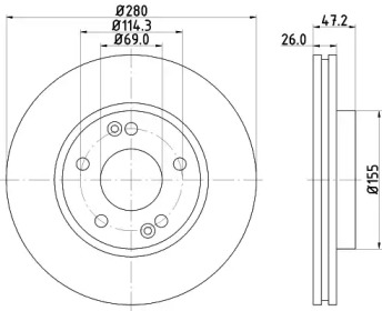 Тормозной диск (HELLA: 8DD 355 114-021)