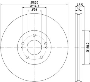 Тормозной диск (HELLA: 8DD 355 114-841)