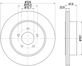 Тормозной диск (HELLA: 8DD 355 115-481)