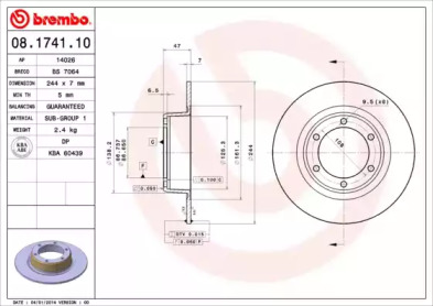 Тормозной диск (A.B.S.: 08.1741.10)