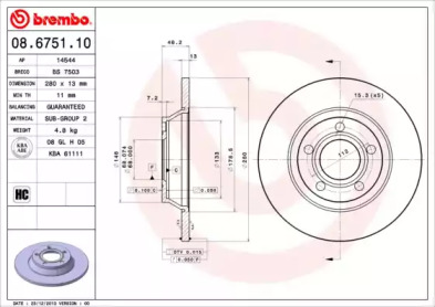 Тормозной диск (A.B.S.: 08.6751.10)