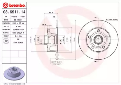 Тормозной диск (A.B.S.: 08.6911.14)