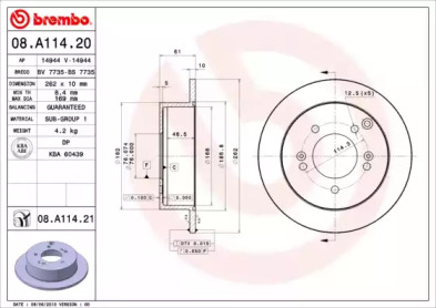 Тормозной диск (A.B.S.: 08.A114.21)