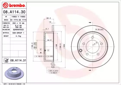 Тормозной диск (A.B.S.: 08.A114.31)