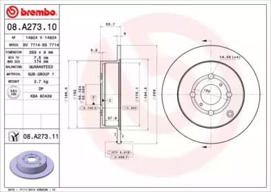 Тормозной диск (A.B.S.: 08.A273.10)