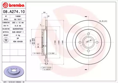 Тормозной диск (A.B.S.: 08.A274.10)