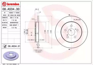 Тормозной диск (A.B.S.: 08.A534.30)