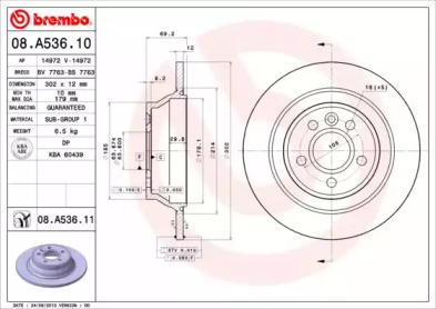 Тормозной диск (A.B.S.: 08.A536.11)