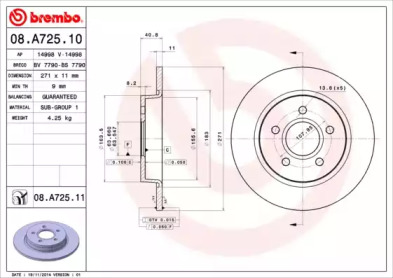 Тормозной диск (A.B.S.: 08.A725.10)