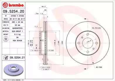 Тормозной диск (A.B.S.: 09.5254.20)