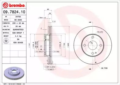 Тормозной диск (A.B.S.: 09.7824.10)