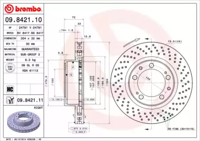 Тормозной диск (A.B.S.: 09.8421.10)