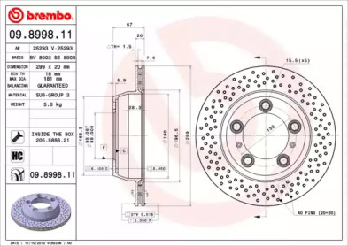 Тормозной диск (A.B.S.: 09.8998.11)