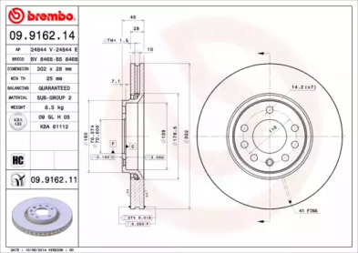 Тормозной диск (A.B.S.: 09.9162.11)