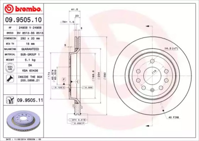 Тормозной диск (A.B.S.: 09.9505.11)