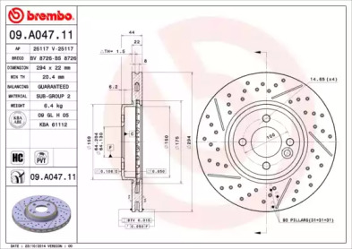 Тормозной диск (A.B.S.: 09.A047.11)