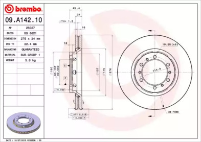 Тормозной диск (A.B.S.: 09.A142.10)