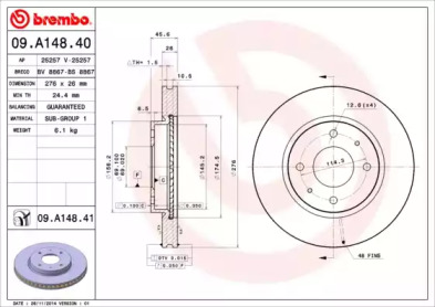 Тормозной диск (A.B.S.: 09.A148.40)