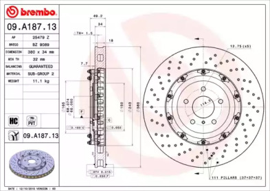 Тормозной диск (A.B.S.: 09.A187.13)