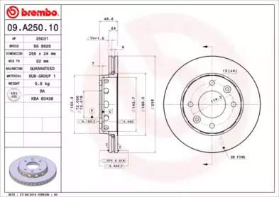 Тормозной диск (A.B.S.: 09.A250.10)