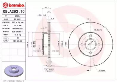 Тормозной диск (A.B.S.: 09.A293.10)