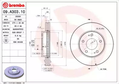 Тормозной диск (A.B.S.: 09.A303.10)