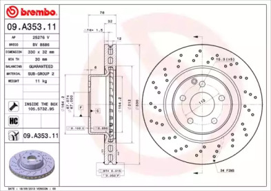 Тормозной диск (A.B.S.: 09.A353.11)