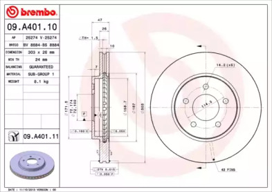 Тормозной диск (A.B.S.: 09.A401.10)