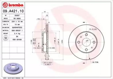 Тормозной диск (A.B.S.: 09.A421.10)