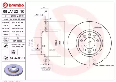 Тормозной диск (A.B.S.: 09.A422.10)