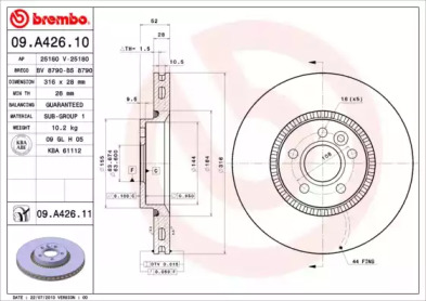 Тормозной диск (A.B.S.: 09.A426.11)